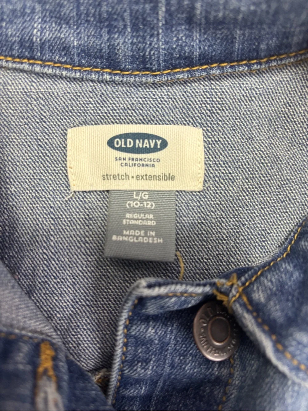Old Navy Girls Classic Blue Denim Jacket with Button Front Size Large 10-12